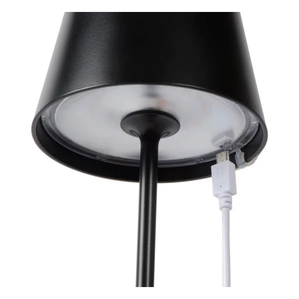 Lucide JUSTIN - Rechargeable Table lamp Indoor/Outdoor - Battery pack - Ø 11 cm - LED Dim. - CCT - 1x2,2W 2700K/3000K - IP54 - Black - detail 1